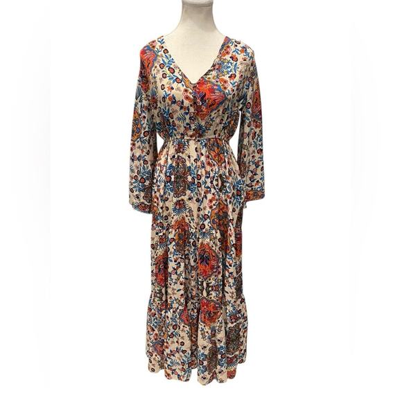 BOEMO Dresses & Skirts - BOEMO Anthropologie Boho Kafta Floral Multicolor Maxi Dress Size:M